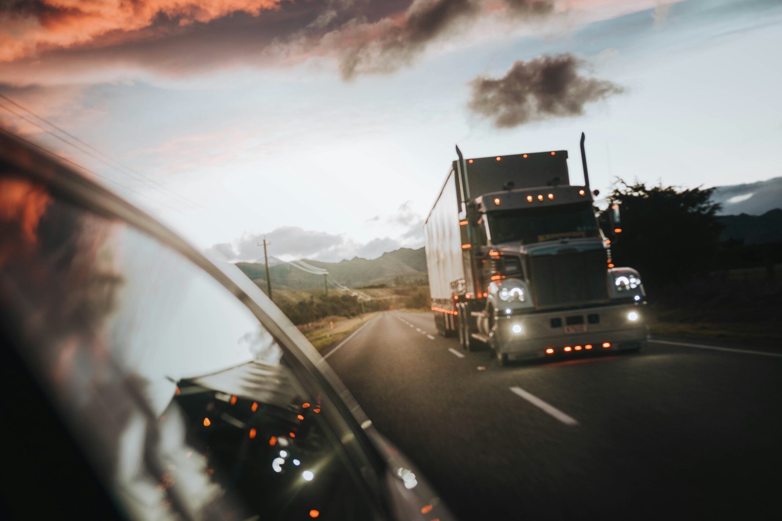 South Island road freight at dusk
